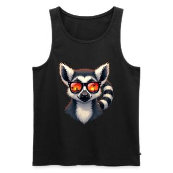 Ein stylischer Lemur mit Sonnenbrille - Männer Premium Bio Tank Top - Schwarz - Vorne - AI Model Male 178 light (178cm)
