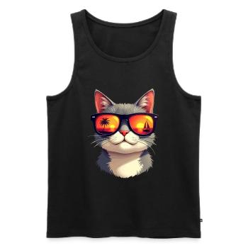A cat wearing sunglasses - Men's Premium Organic Tank Top - black - Front - Michal (187cm)