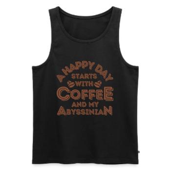 Abyssinian Cat Coffee Cafe - Men's Premium Organic Tank Top - black - Front - Michal (187cm)