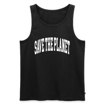Save The Planet - Men's Premium Organic Tank Top - black - Front - Michal (187cm)