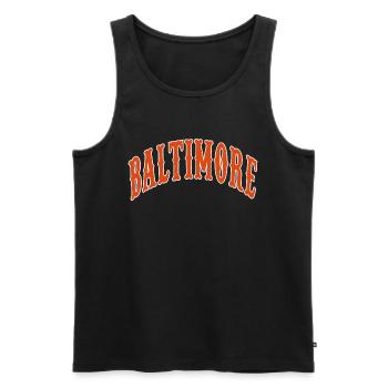 Baltimore - Männer Premium Bio Tank Top - Schwarz - Vorne - AI Model Male 178 light (178cm)