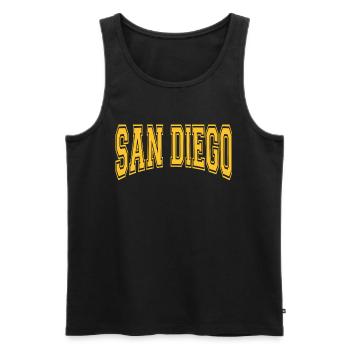 San Diego - Men's Premium Organic Tank Top - black - Front - Michal (187cm)
