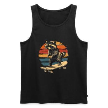 Waschbär auf Skateboard vintage - Männer Premium Bio Tank Top - Schwarz - Vorne - Michal (187cm)