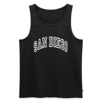 San Diego - Men's Premium Organic Tank Top - black - Front - Michal (187cm)