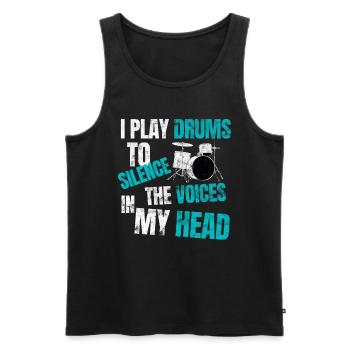 Drums - Men's Premium Organic Tank Top - black - Front - AI Model Male 178 light (178cm)