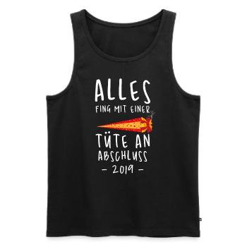 Lustige Abitur Abschluss Sprüche - Männer Premium Bio Tank Top - Anthrazit - Vorne - Alexander (188cm)