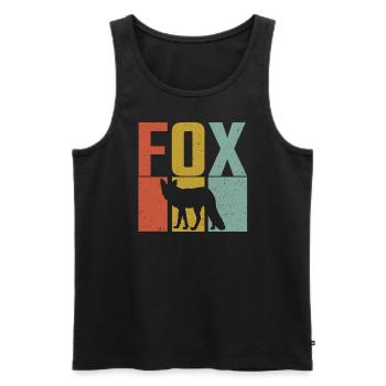 Fox Silhouette Retro Grunge - Männer Premium Bio Tank Top - Schwarz - Vorne - Michal (187cm)