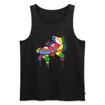 1980s 80s 80s Roller Skates Skating - Men's Premium Organic Tank Top - black - Front - Michal (187cm)