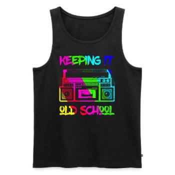 Keeping It Old School 80's Boombox Music Radio - Männer Premium Bio Tank Top - Schwarz - Vorne - Michal (187cm)