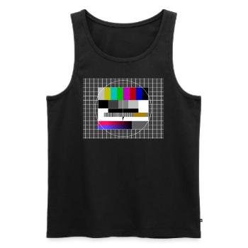 Testbild Sendepause 80er 80's - Männer Premium Bio Tank Top - Schwarz - Vorne - AI Model Male 178 light (178cm)