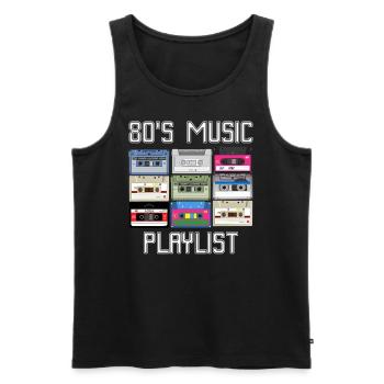 Kassette 80's Musik Playlist - Männer Premium Bio Tank Top - Schwarz - Vorne - AI Model Male 178 light (178cm)