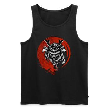 Samurai und Drache - Männer Premium Bio Tank Top - Schwarz - Vorne - Michal (187cm)