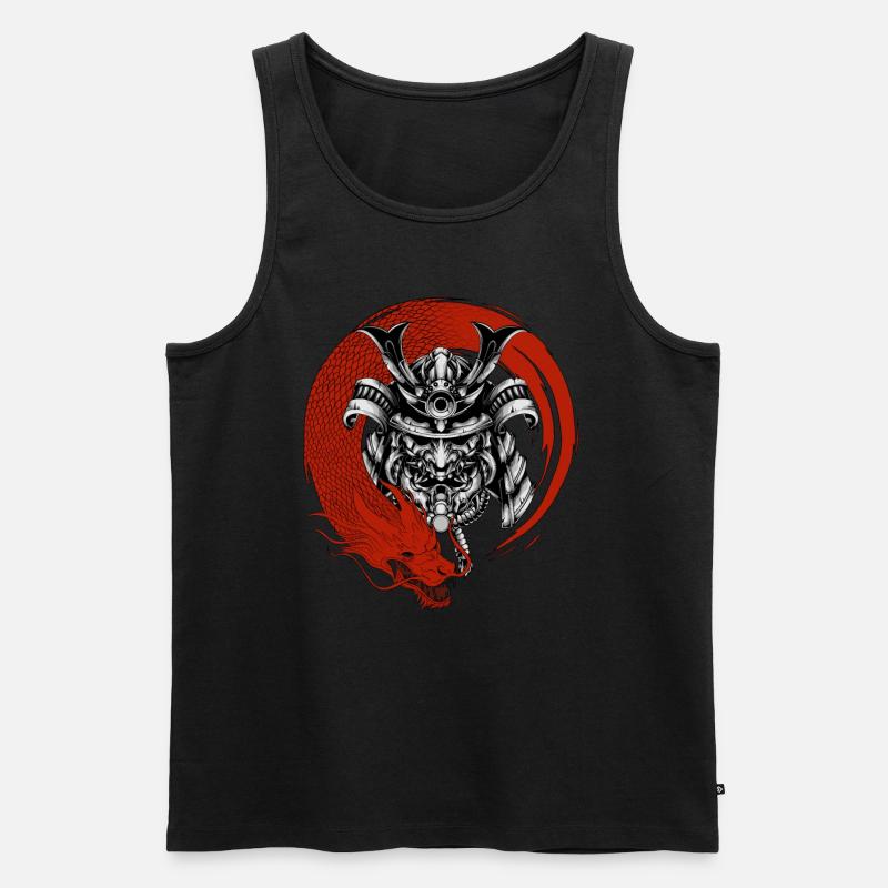 Samurai und Drache - Männer Premium Bio Tank Top - Schwarz