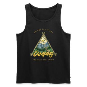 Erlebe die wilde Freiheit der Natur - Männer Premium Bio Tank Top - Schwarz - Vorne - Michal (187cm)