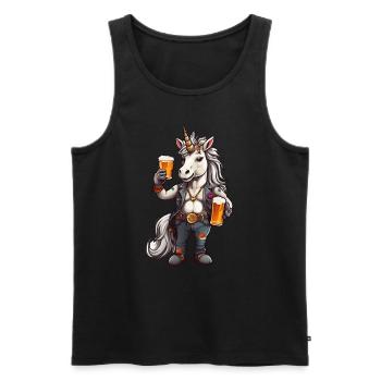Einhorn mit Bier in der Hand - Männer Premium Bio Tank Top - Schwarz - Vorne - Michal (187cm)