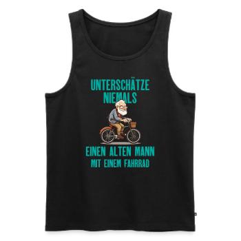 Unterschätze niemals einen Alten Mann - Männer Premium Bio Tank Top - Schwarz - Vorne - Michal (187cm)