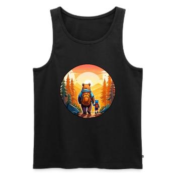 Vater Bär und Sohn spazieren in Sonnenuntergang - Männer Premium Bio Tank Top - Schwarz - Vorne - Michal (187cm)