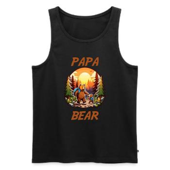 Papa Bear mit Sohn im Wald - Männer Premium Bio Tank Top - Schwarz - Vorne - Michal (187cm)