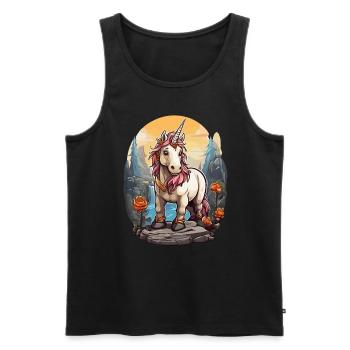 Unicorn on mountain - Men's Premium Organic Tank Top - black - Front - Michal (187cm)
