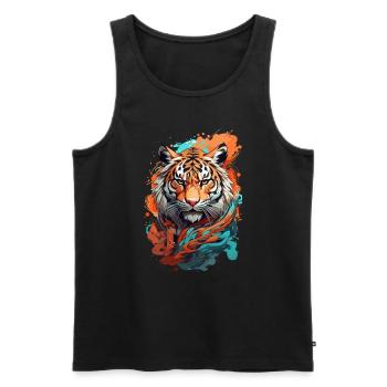 Tiger im Graffiti Stil - Männer Premium Bio Tank Top - Schwarz - Vorne - Michal (187cm)