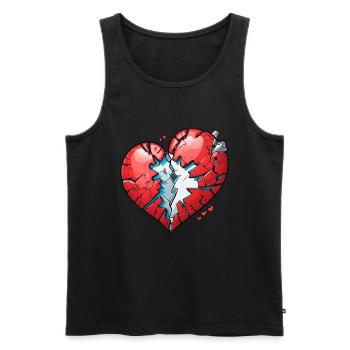Gebrochenes Herz - Männer Premium Bio Tank Top - Schwarz - Vorne - AI Model Male 178 light (178cm)