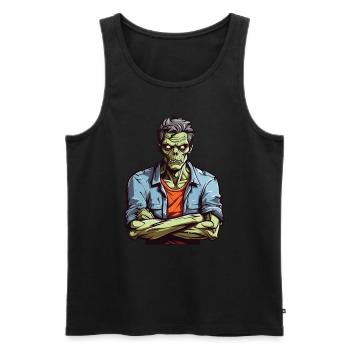 Zombie genervt - Männer Premium Bio Tank Top - Schwarz - Vorne - AI Model Male 178 light (178cm)