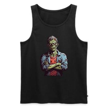 Genervter Zombie - Männer Premium Bio Tank Top - Schwarz - Vorne - AI Model Male 178 light (178cm)