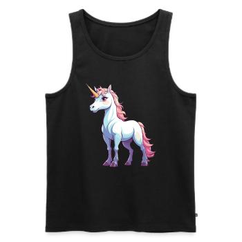 Illustration de licorne mignonne - Débardeur bio Premium Homme - noir - Devant - AI Model Male 178 light (178cm)