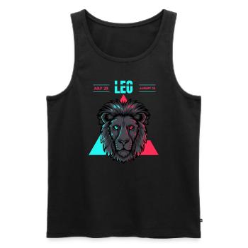 Löwe Sternzeichen Glitch Neon Leo July August 23 - Männer Premium Bio Tank Top - Schwarz - Vorne - Michal (187cm)