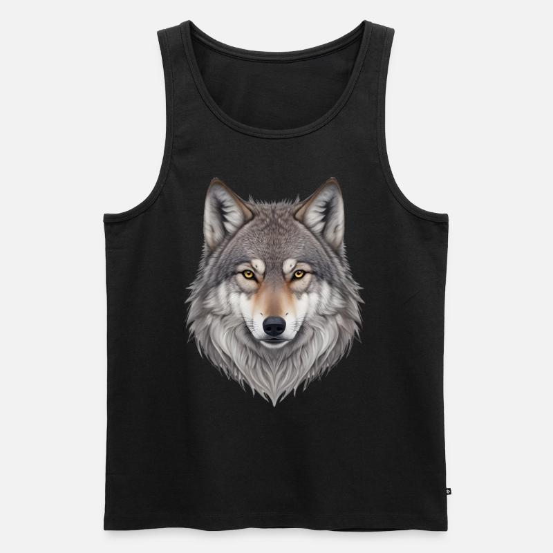 Wolf Kopf - Männer Premium Bio Tank Top - Schwarz