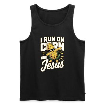 Corn Jesus Faith Christ Corn on the cob - Men's Premium Organic Tank Top - black - Front - AI Model Male 178 light (178cm)