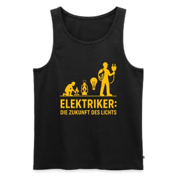 Die Evolution des Elektrikers - Männer Premium Bio Tank Top - Schwarz - Vorne - AI Model Male 178 light (178cm)
