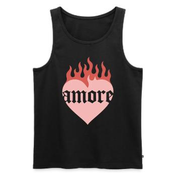 Coeur rétro amore avec flammes - Débardeur bio Premium Homme - noir - Devant - AI Model Male 178 light (178cm)