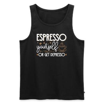 Espresso Yourself Barista Kaffee - Männer Premium Bio Tank Top - Schwarz - Vorne - AI Model Male 178 light (178cm)
