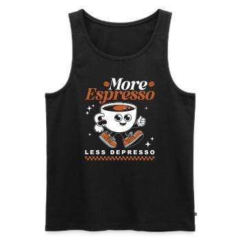 More Espresso Less Depresso Coffee - Männer Premium Bio Tank Top - Schwarz - Vorne - AI Model Male 178 light (178cm)