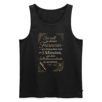 Friseurin mit Macht - Männer Premium Bio Tank Top - Schwarz - Vorne - Michal (187cm)