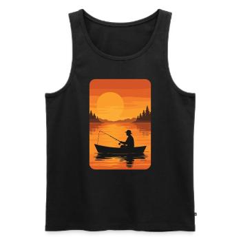 Angeln bei Sonnenuntergang - Männer Premium Bio Tank Top - Schwarz - Vorne - Michal (187cm)