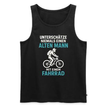 Unterschätze nie einen alten Mann auf Rädern - Männer Premium Bio Tank Top - Schwarz - Vorne - Michal (187cm)
