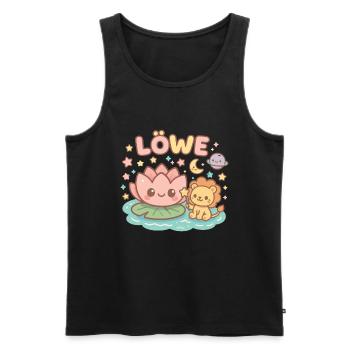 Sternzeichen Löwe im Kawaii Stil - Männer Premium Bio Tank Top - Schwarz - Vorne - Michal (187cm)
