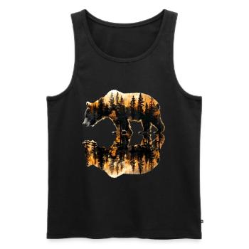 Tierwelt, Bäume, Im Freien, Natur, Retro, Wald - Männer Premium Bio Tank Top - Schwarz - Vorne - AI Model Male 178 light (178cm)