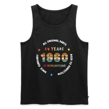 64 Jahre alt Baujahr 1960 Jahrgang Februar 1960 - Männer Premium Bio Tank Top - Schwarz - Vorne - AI Model Male 178 light (178cm)