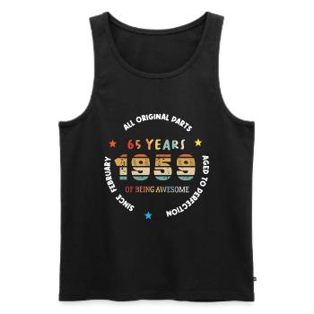65 Jahre alt Baujahr 1959 Jahrgang Februar 1959 - Männer Premium Bio Tank Top - Schwarz - Vorne - Michal (187cm)