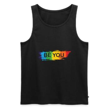 LGBT "Sei du selbst" - Männer Premium Bio Tank Top - Schwarz - Vorne - AI Model Male 178 light (178cm)