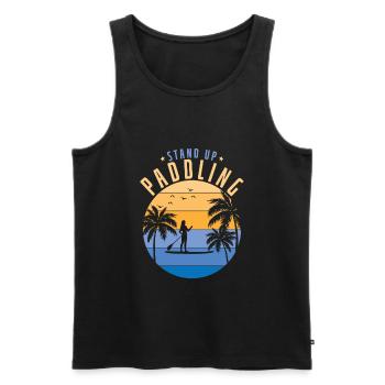 Stand up paddle vacances sous les palmiers - Débardeur bio Premium Homme - noir - Devant - Michal (187cm)