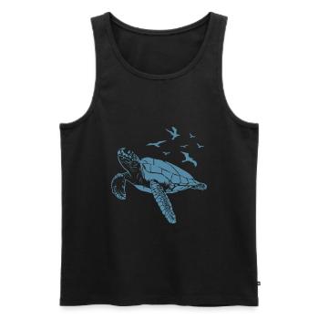 Turtle in the water with birds in the sky - Men's Premium Organic Tank Top - black - Front - Michal (187cm)