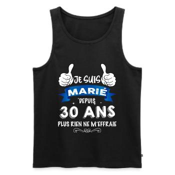 Maraige Depuis 30 Ans Idée Cadeau Epoux - Débardeur bio Premium Homme - noir - Devant - Michal (187cm)