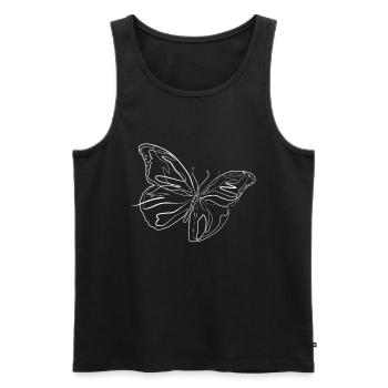 Papillon d’été animal - one line drawing - Débardeur bio Premium Homme - noir - Devant - Michal (187cm)