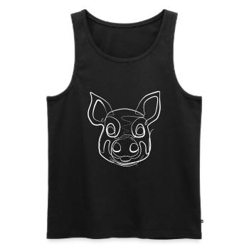 Pig animal motif - one line drawing - Men's Premium Organic Tank Top - black - Front - Michal (187cm)