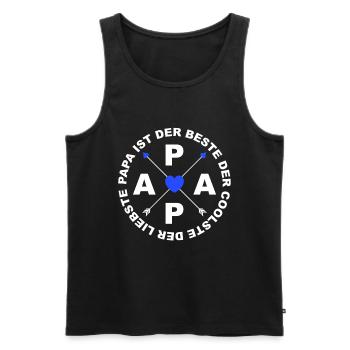 Papa ist der Beste Vatertag - Männer Premium Bio Tank Top - Schwarz - Vorne - Michal (187cm)