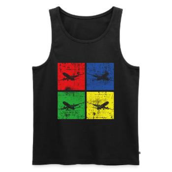 Flugzeug retro - Männer Premium Bio Tank Top - Schwarz - Vorne - AI Model Male 178 light (178cm)